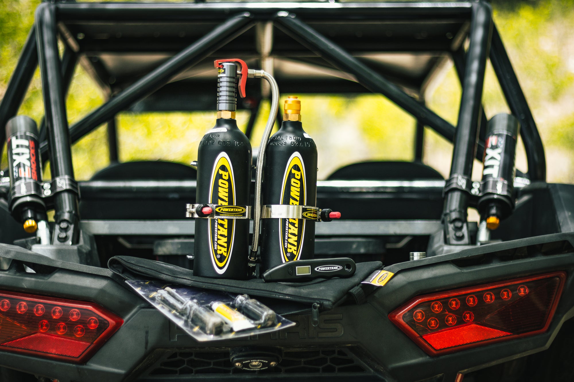 Double Barrel Bracket Power Shot™ Trigger - SXS Two Bottle CO2 Air Up System Power Tank