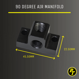 90 Degree Air Manifold with mounting holes - 1/4 FNPT Female threads