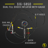 Dual Fill Shock Inflator with Gauge Power Tank